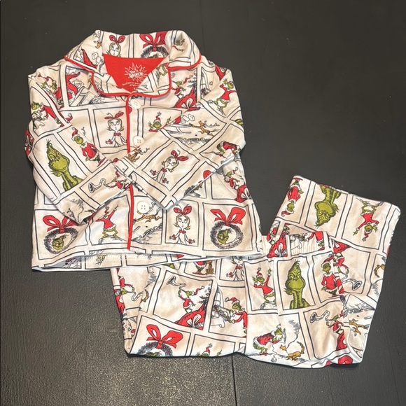 Grinch Print Kids Pajama Set - Picture 1 of 4
